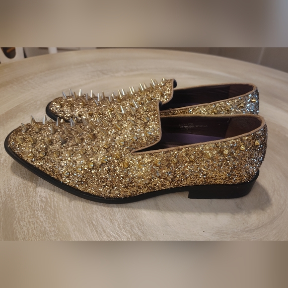 After Midnite Gold Spikes Slip-on Smoking Men\'s Prom Dress Shoes Size 10 main image 6